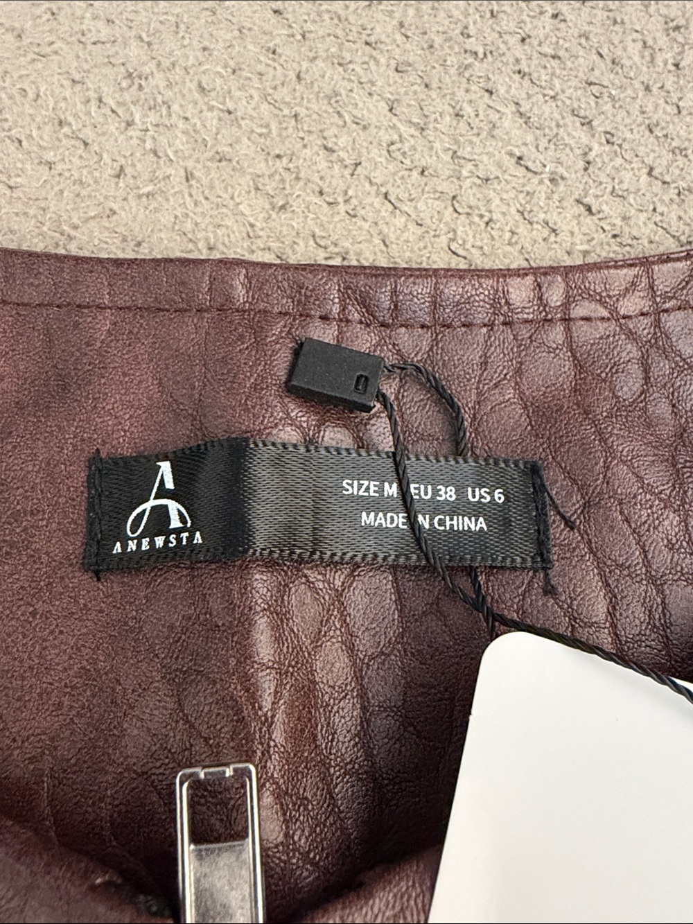 Cropped Faux Leather Jacket in Wine — Womens - Picture 4 of 4